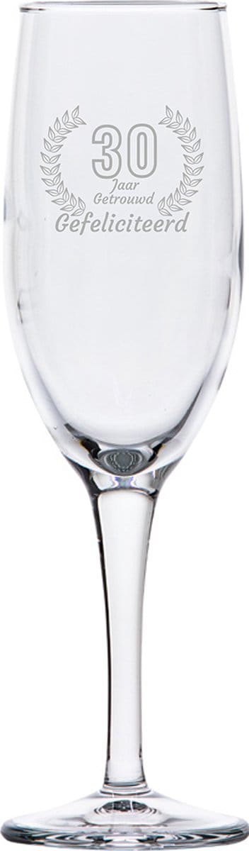 Gegraveerde Champagneglas 16,5cl Gefeliciteerd 30 jaar getrouwd