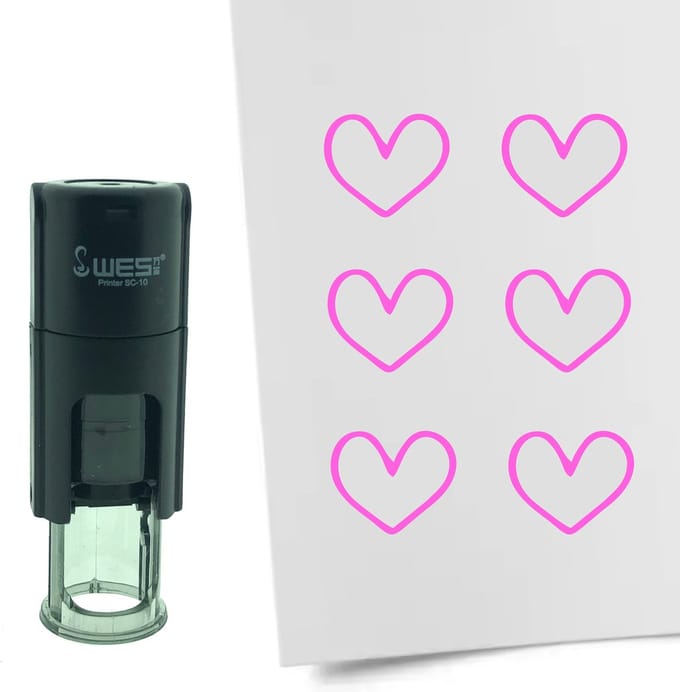 CombiCraft Stempel Open hartje 10mm rond - roze inkt