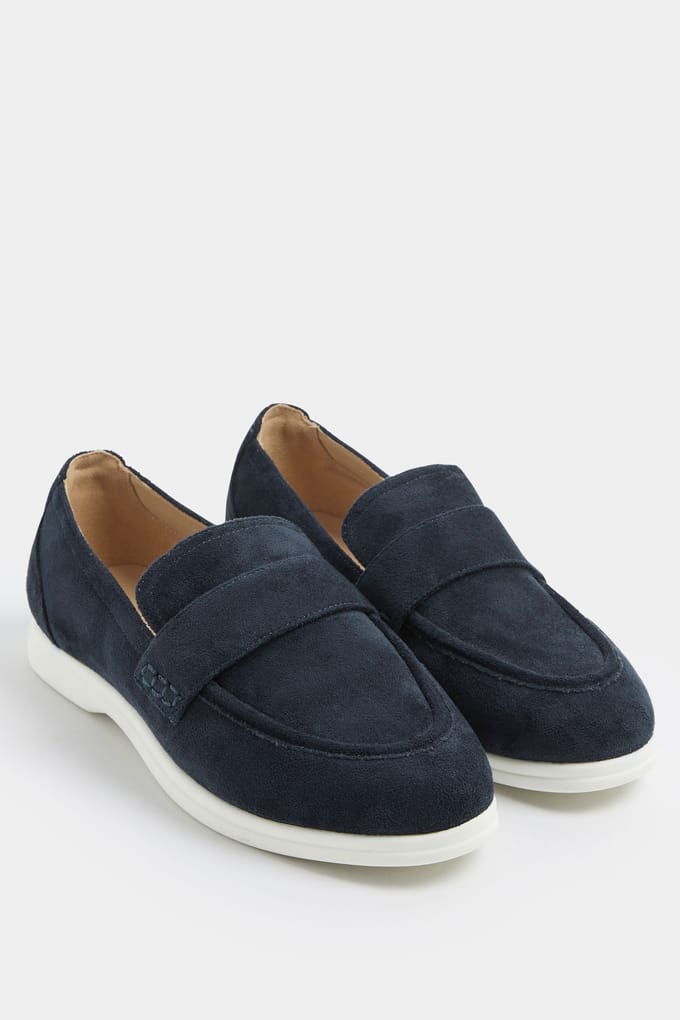 Yours Marineblauwe Imitatiesuède Loafers In Extra Brede Pasvorm Eeesize 41EEE