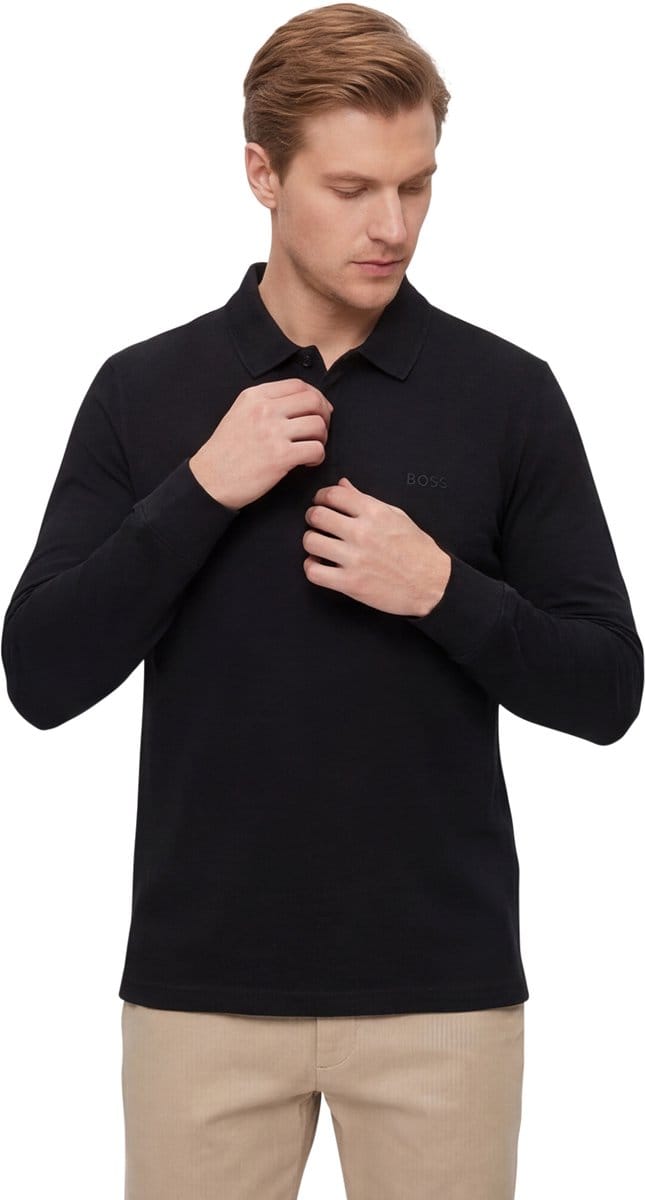 Hugo Boss polo lange mouw zwart