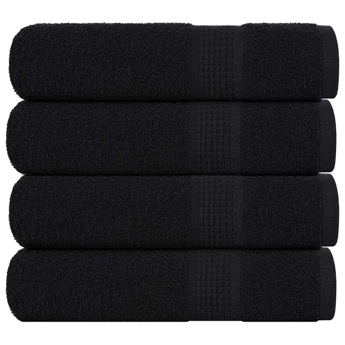 vidaXL - Douchehanddoeken - FROGN - 4 - st - 70x140 - cm - 360 - g/m² - zwart