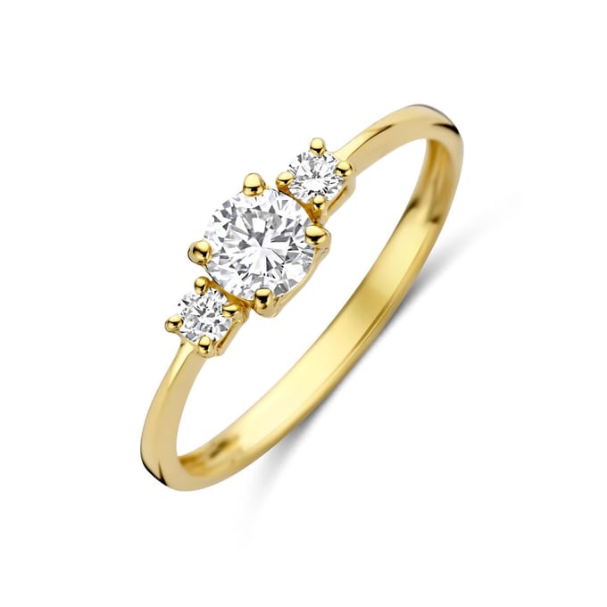 14K Geelgouden Trilogie Ring met Lab Grown Diamant 0.50 ct 4035538 – G VS