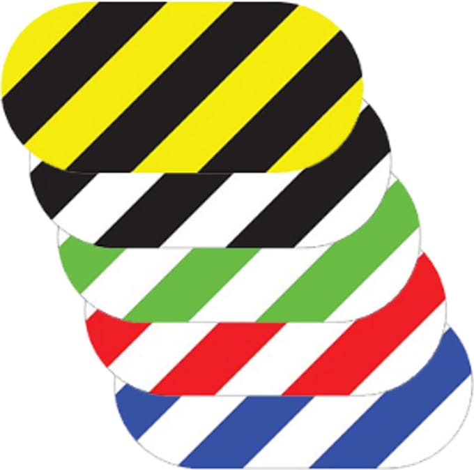 Ovaal gestreept Wit & Rood 60 x 120 mm Anti-slip-vloersticker