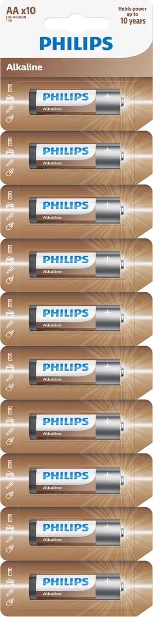 Philips Alkaline Batterij AA LR06 10-Pack