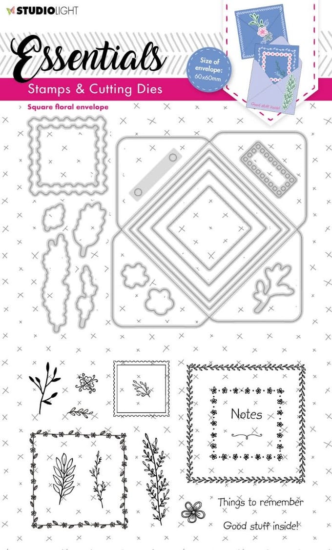 Studio Light Essentials Snijmal + Stempel Square Floral En