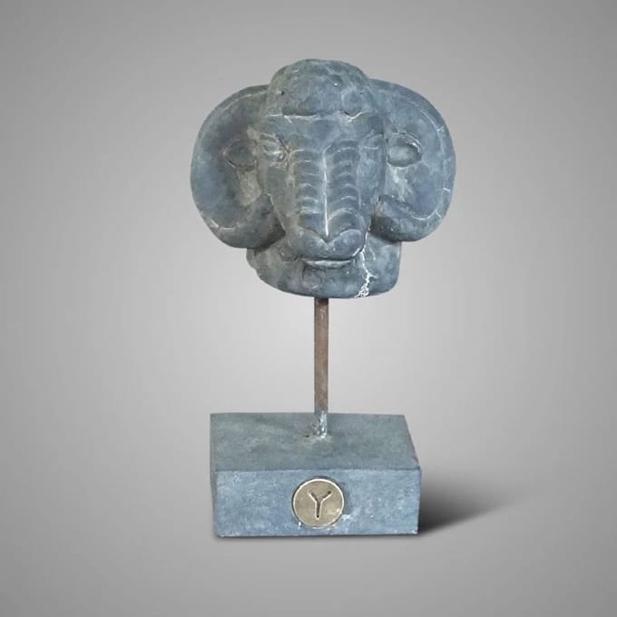 Statue Ram At Iron Majestic Vintage L D.16 H.27