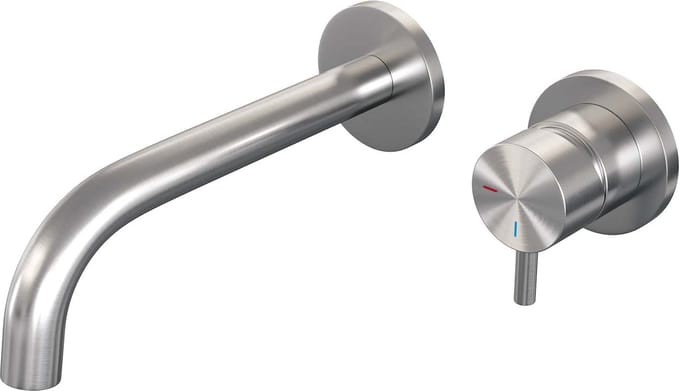 Brauer Brushed Edition Wastafelmengkraan inbouw - gebogen uitloop links - hendel kort smal - model B 1 - PVD - geborsteld RVS