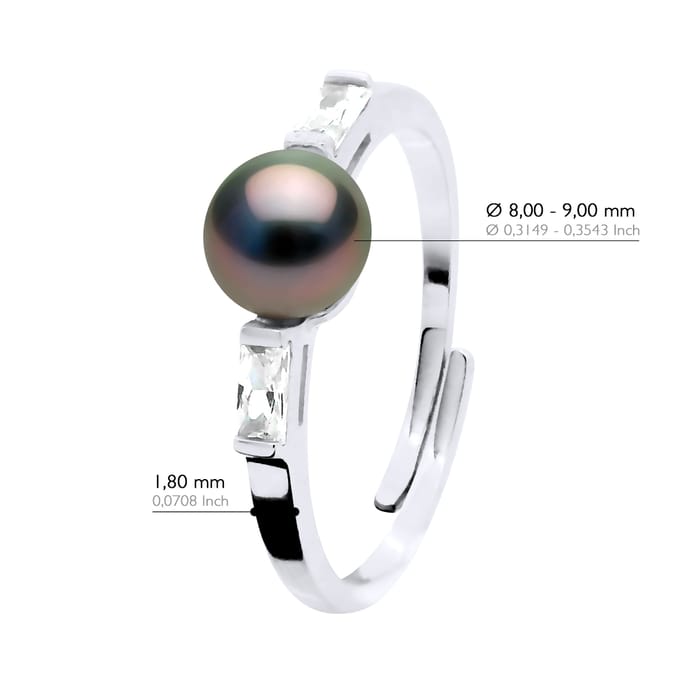 Ring Sieraden - Echte Gecultiveerde Tahiti Parels Rond 8-9 mm