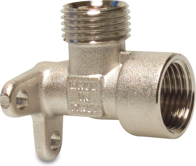 Multi-Fit Muurplaat 90° messing vernikkeld 3/4" binnendraad x buitendraad 20bar KIWA