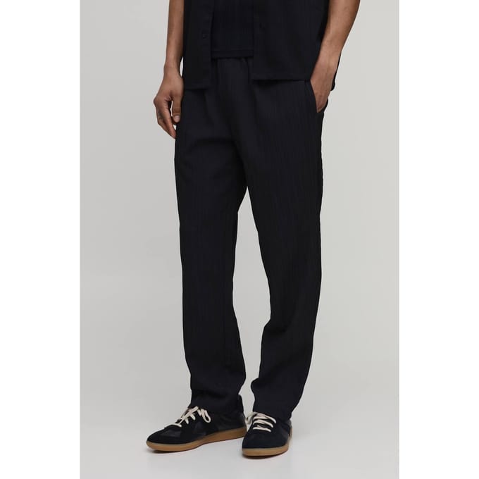 Relaxed Fit Broek Met Onregelmatige Plooitextuur | Black | Size Small