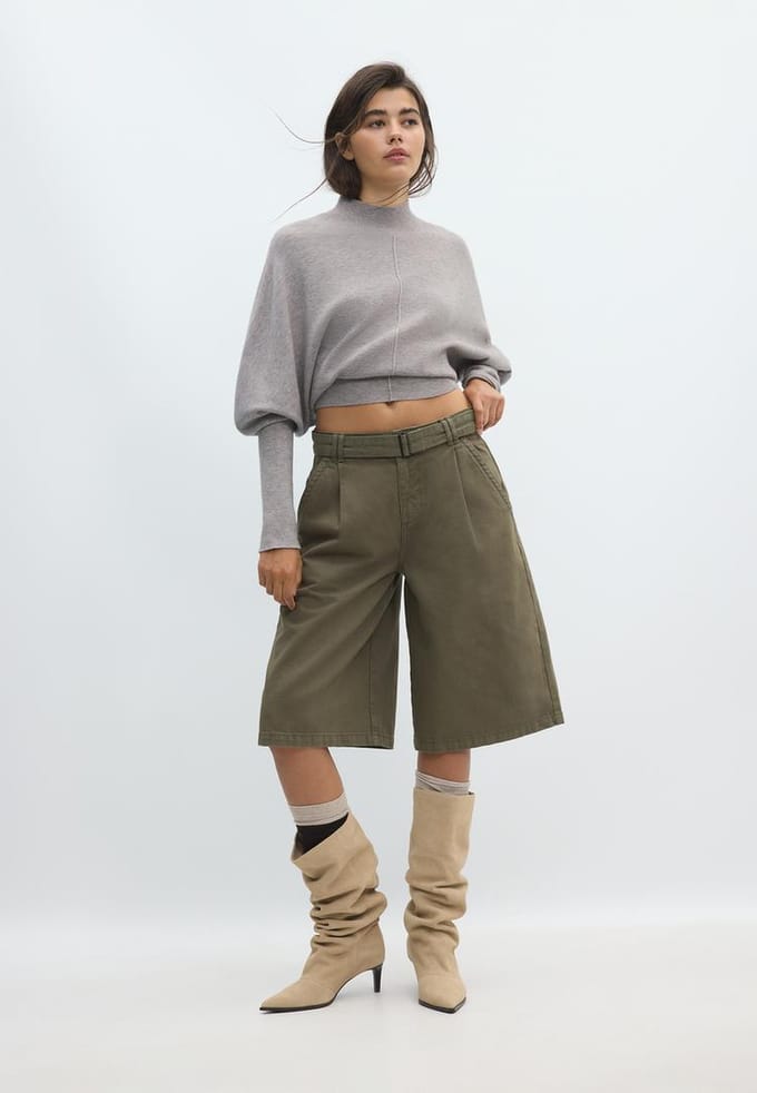 Stradivarius Tricot trui met vleermuismouw en col  0-458 S