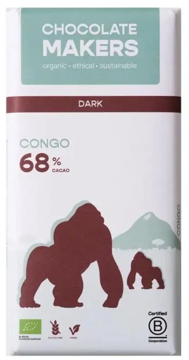 Chocolatemakers Gorilla bar 68% puur 80 gram