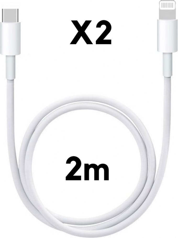2x Lightning naar USB C Kabel Wit - 2 meter - Oplaadkabel voor iPhone 14 / 14 PLUS / 14 PRO / 14 PRO MAX / 13 / 13 MINI / 13 PRO / 13 PRO MAX