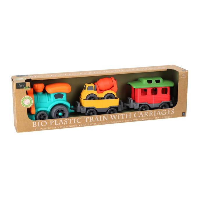 KiddyGo bio trein speelgoed met wagons en vliegtuig van bioplastic.