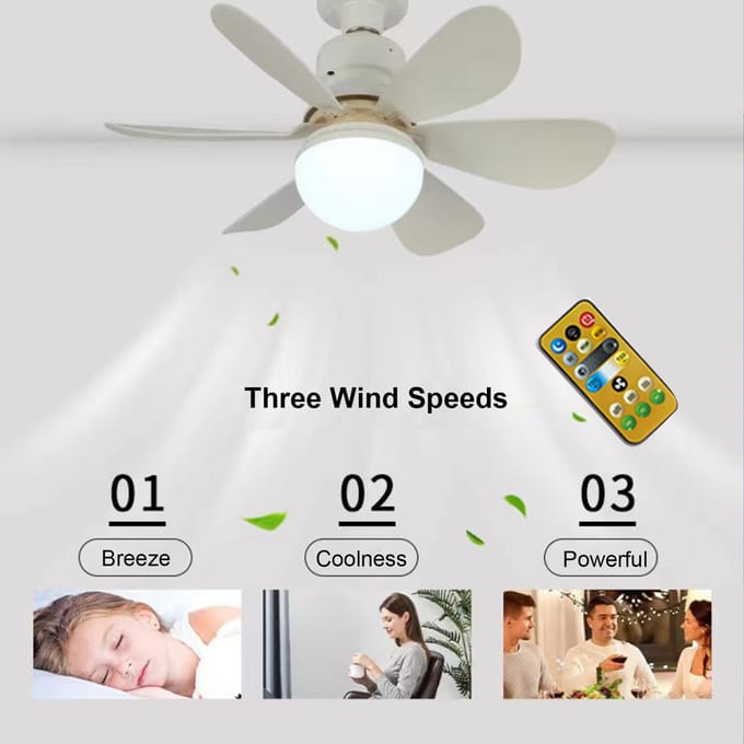 Plafondventilatorlamp voor thuisgebruik Mini-ventilatorlamp met afstandsbediening Verstelbare kleurtemperatuur Dimbaar 40W wit