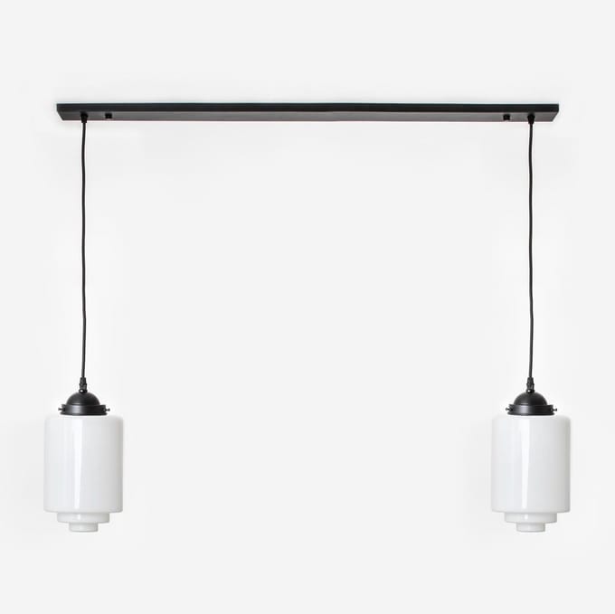 2 x Getrapte Cilinder Medium lampen aan plafondbalk Moonlight - Art Deco Trade