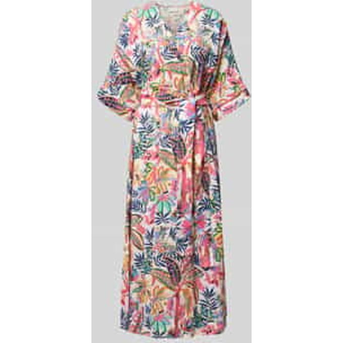 midi-jurk van viscosemix met florale all-over print