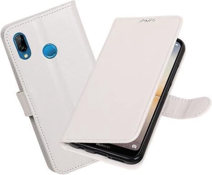 Wit Portemonnee Wallet Case Hoesje voor Huawei P20 Lite
