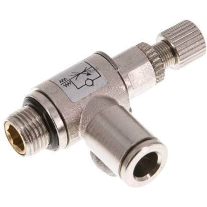 L-stuk Regelventiel 6 mm - G1/8'' Regeling-Uit Messing Kartelschroef