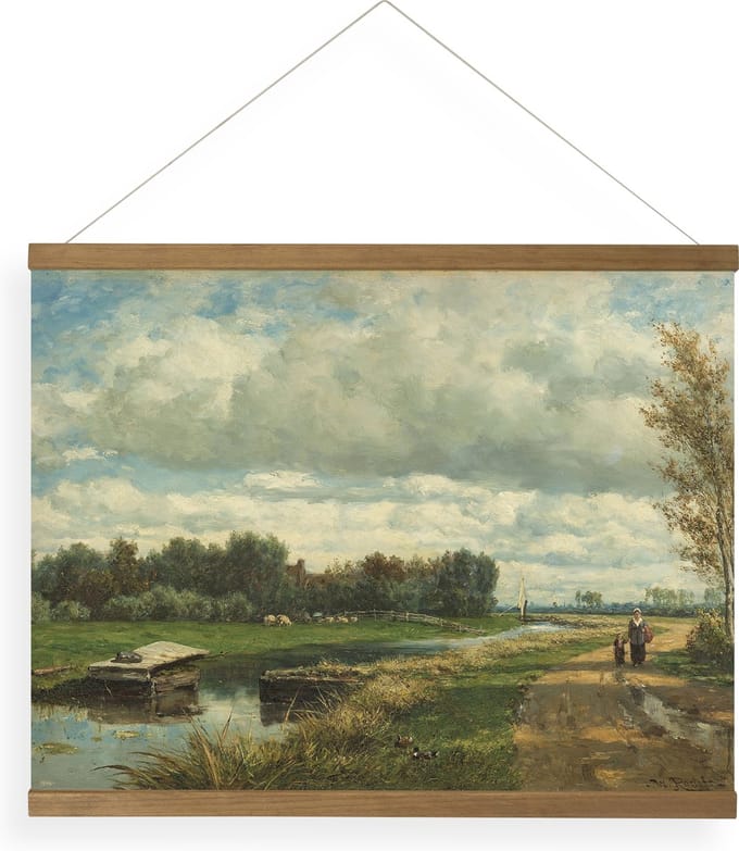 Hangende Poster Linnen Hollands Landschap 60x80cm