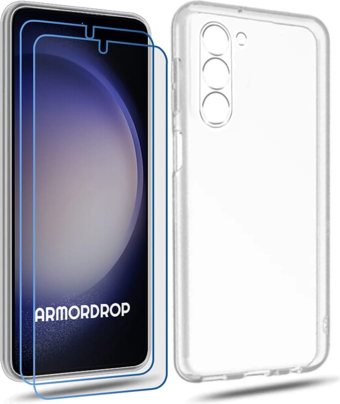 ArmorDrop Transparant Hoesje Inclusief 2x Screenprotector Geschikt Voor Samsung S23