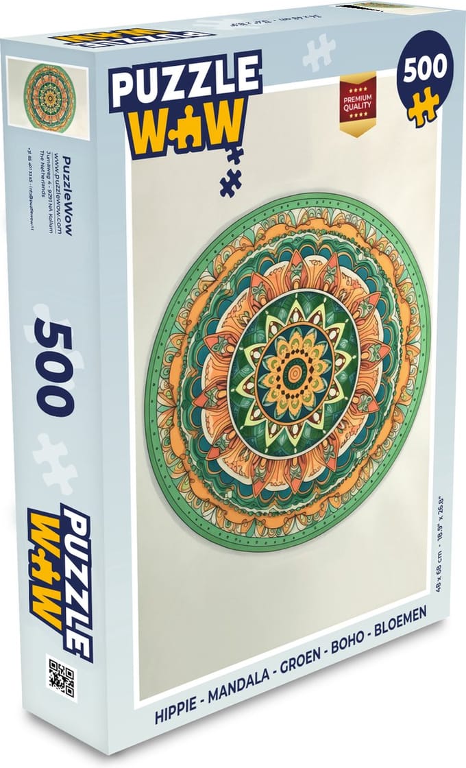Puzzel Hippie - Mandala - Groen - Boho - Bloemen - Legpuzzel - Puzzel 500 stukjes