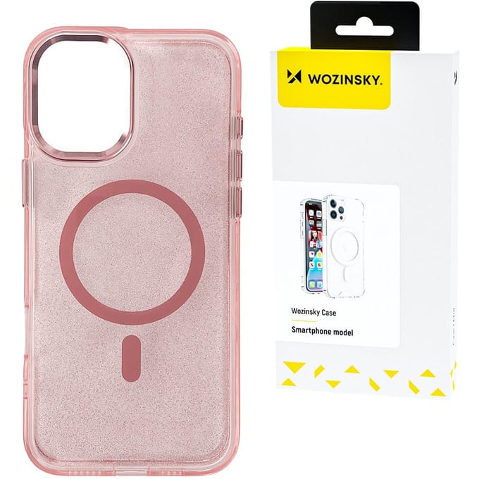 Wozinsky Glitter Case with Mag Safe for Samsung Galaxy S24 FE - Pink with Glitter