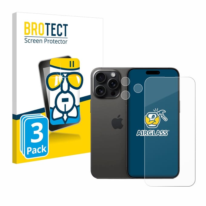 Screenprotector 3 Stuks voor Apple iPhone 15 Pro Max (Voor+Camera) Beschermglas transparant