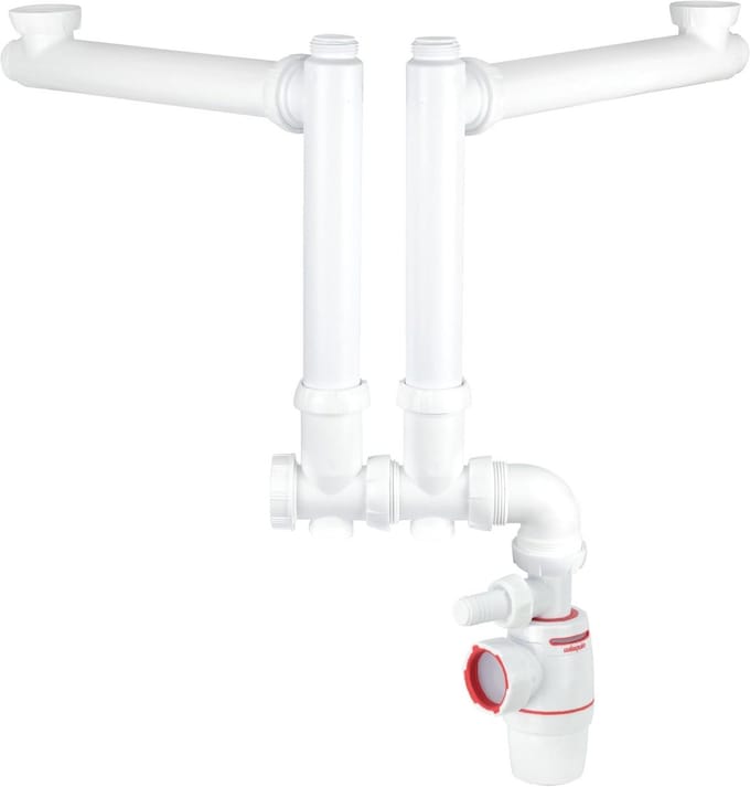 Witte Sifon D40 voor Dubbele Wastafel - Luchtregulerend & Anti-geur