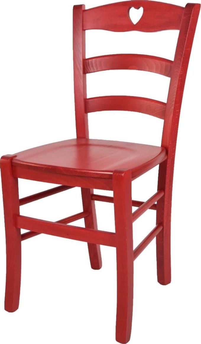 Tommychairs Cuore - Eetkamerstoel - 1 Stuk - Rood - Hout