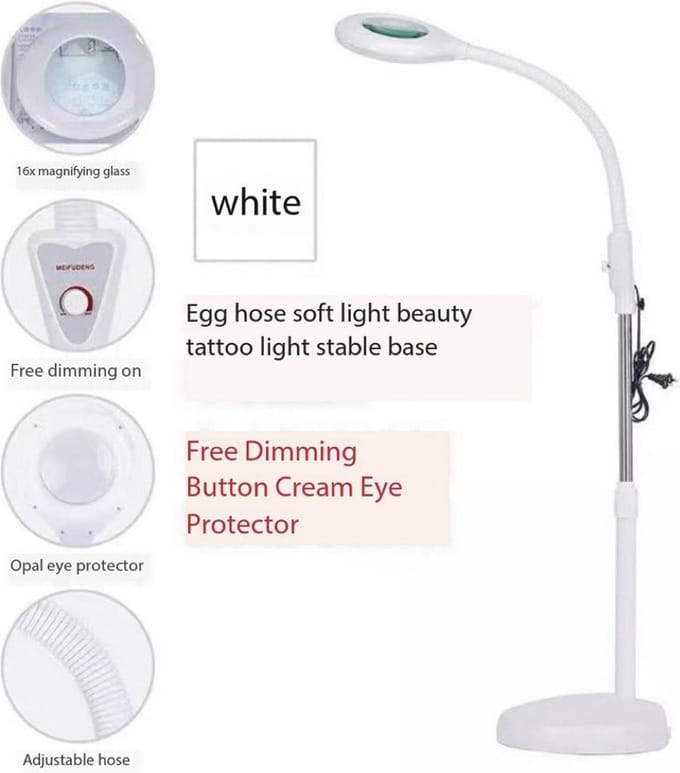 Loeplamp Standby - 16x vergrootglas - Opaal Oogbeschermer - Met Verstelbare Slang - Wit