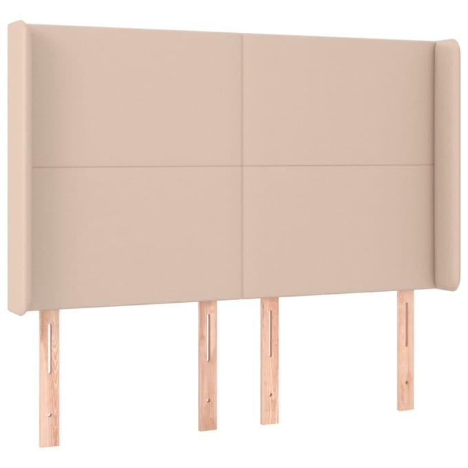 vidaXL - Hoofdbord - LED - 147x16x118/128 - cm - kunstleer - cappuccinokleurig