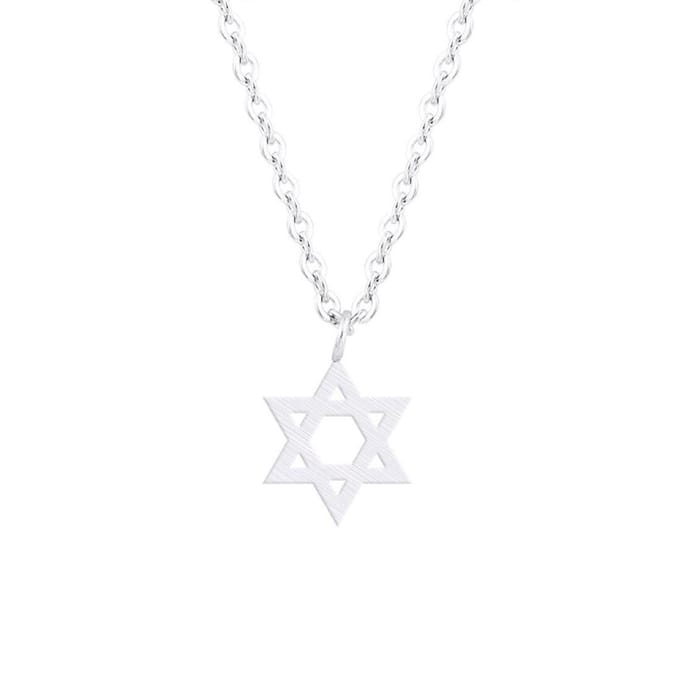 Ketting met hanger Davidster zilverkleur.