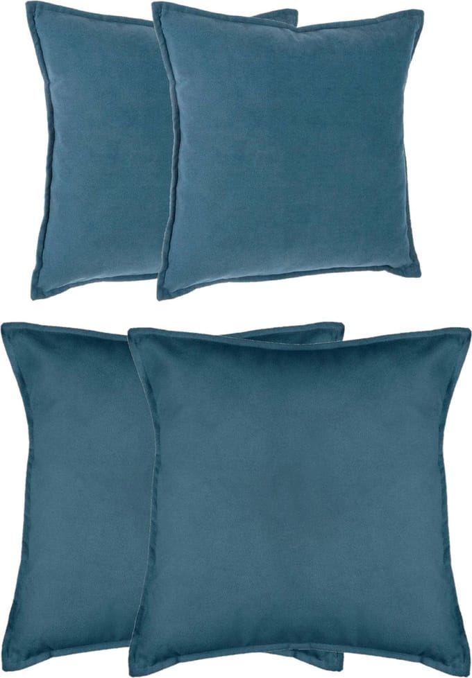 Atmosphera Bank/sierkussens Sophia - set 4x - Blauw - polyester - met rits - In 2 formaten