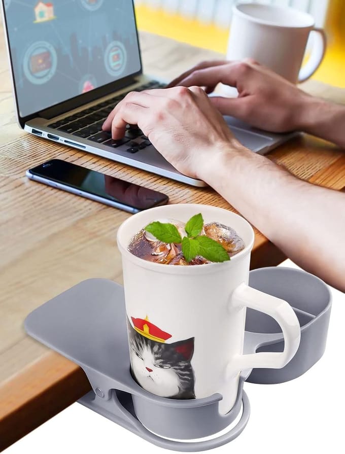 Dubbel Bekerhouder voor op Tafel - Bekerhouder - Tafel Bekerhoder - Bureau bekerhouder