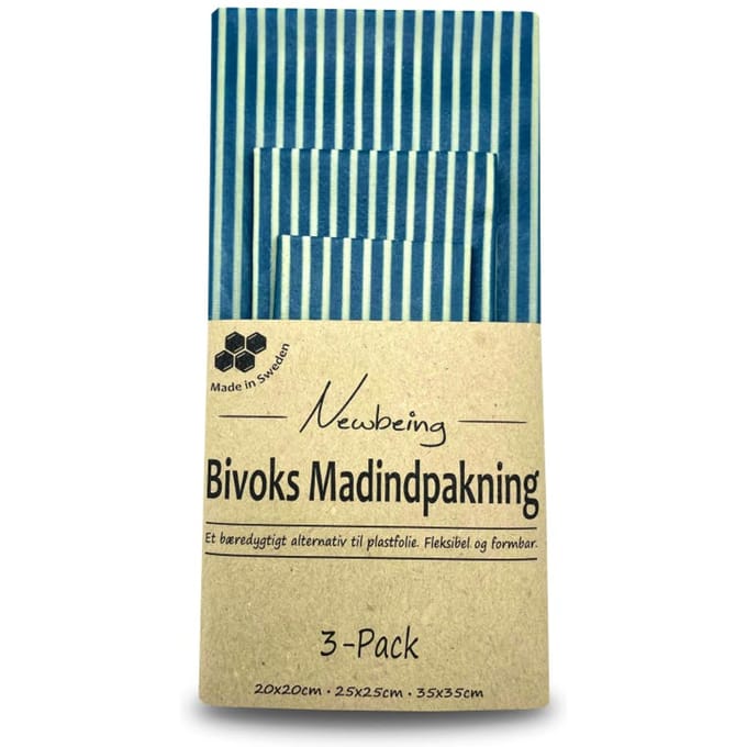 Newbeing Beeswax Food Wrap Blue 3 st