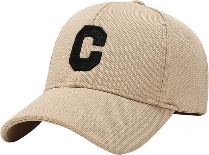 Baseball Cap Geborduurde C - Beige & Zwart