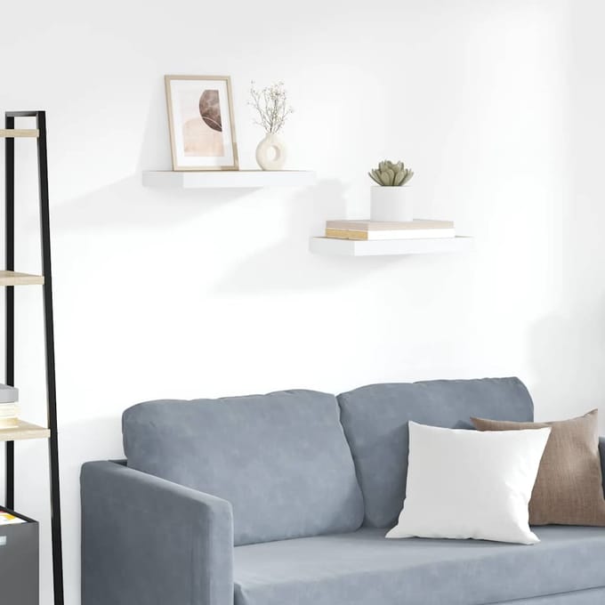 vidaXL - Wandschappen - zwevend - 2 - st - 50x23,5x3,8 - cm - MDF - eikenkleurig - en - wit
