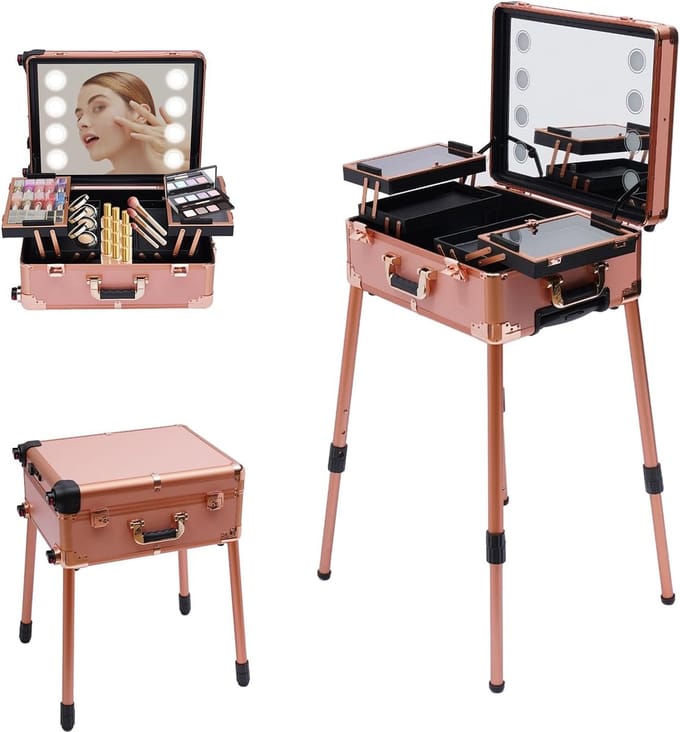 Cosmetica Koffer Trolley - Make-up Case - Professioneel Gebruik - Verstelbare Hoogte - 52 x 26.5 x 133 cm