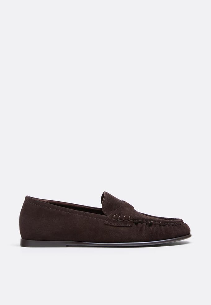Stradivarius Flexibele bruine leren loafers  BRUIN 37