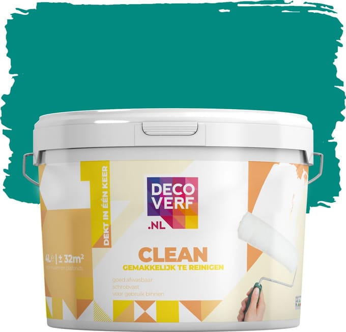 Decoverf clean muurverf aquagroen, 4L
