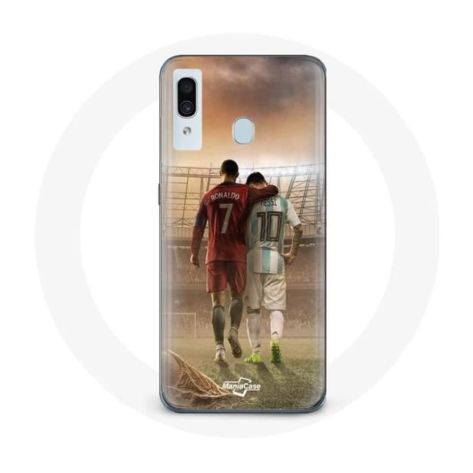 Coque - maniacase - Samsung Galaxy A20 - Noir - Souple - Cristiano Ronaldo Messi GOAT noir
