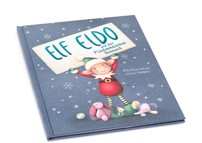 Jellycat kinderboek Elf Eldo en het Flickenhazen Schnuck avontuur.