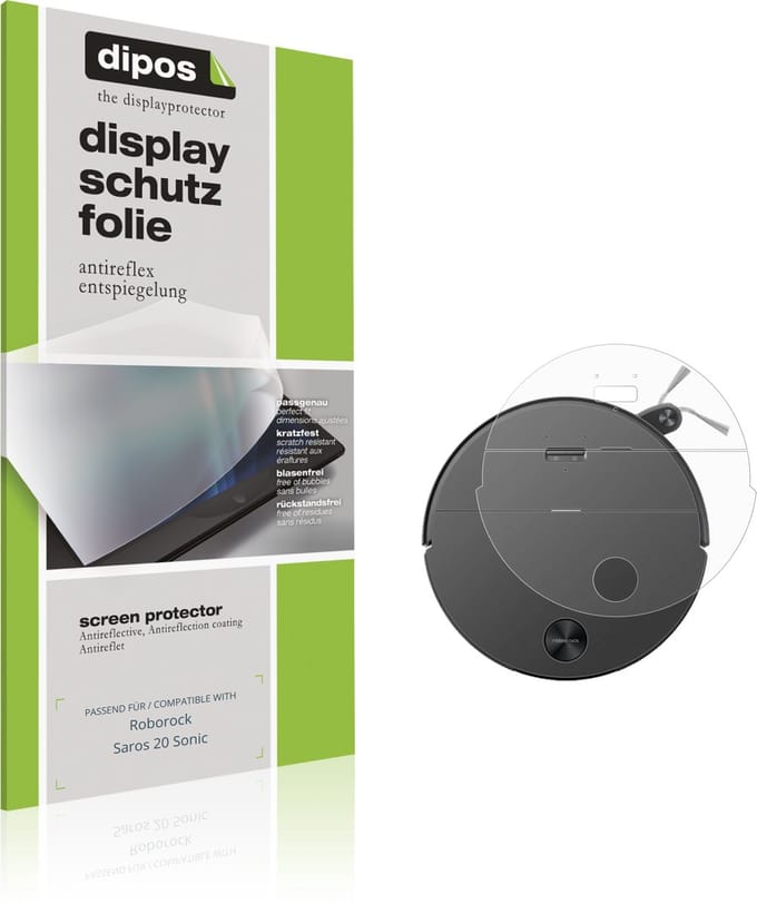 dipos – 2x Matte Beschermfolie geschikt voor Roborock Saros 20 Sonic | Krasbestendige & antireflecterende Screenprotector Ultra-Thin