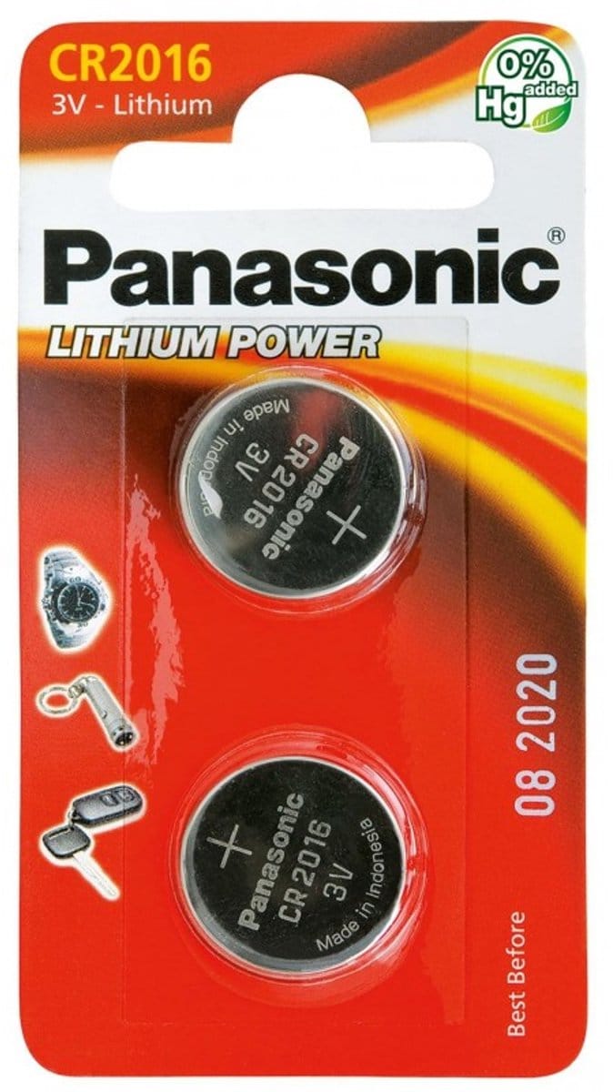 Batterij Panasonic "Lithium Power" knoopcelbatterijen - type CR-2016