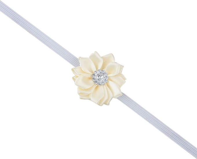 Haarband dun met mooie bloem - Creme