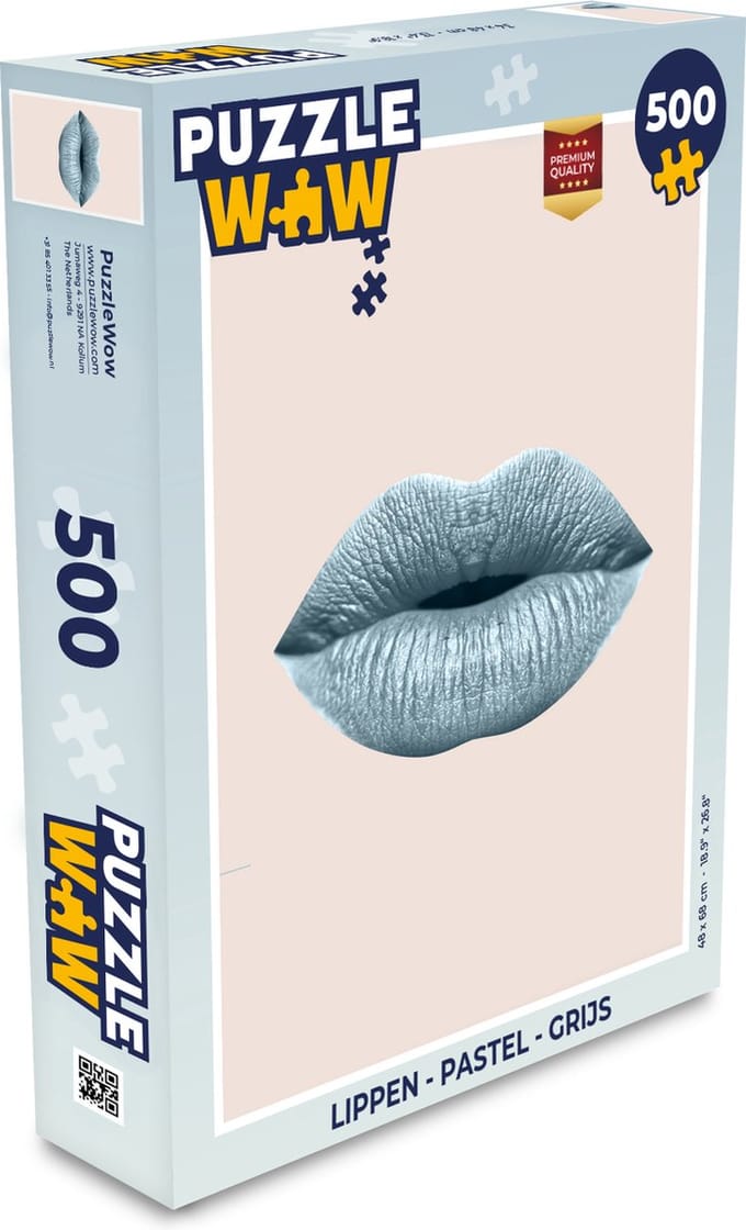 Puzzel Lippen - Pastel - Grijs - Legpuzzel - Puzzel 500 stukjes