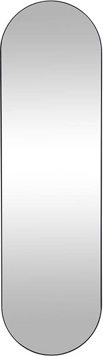 Vente-unique Ovale wandspiegel in metaal - H 140 x B 40 cm - Zwart - ONIKAL