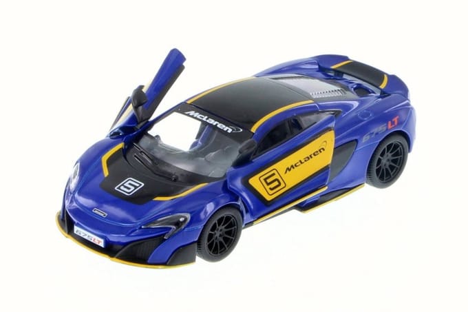 McLaren 675LT - modelauto op schaal 1/36 die cast pull back motor 12 cm Hart Top, Groen - Kinsmart 5392DF/2