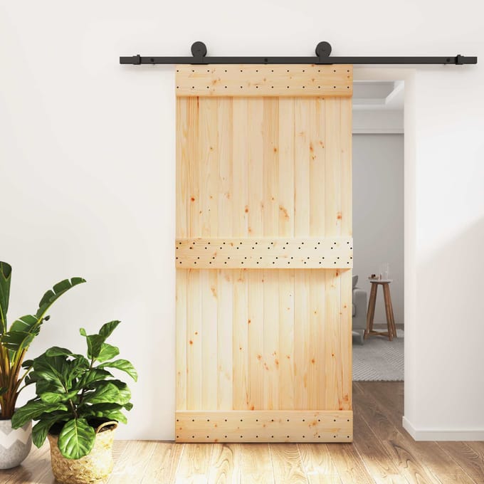 vidaXL - Schuifdeur - 100 - x - 210 - cm - Massief - Pine - Hout - (Onbehandeld)